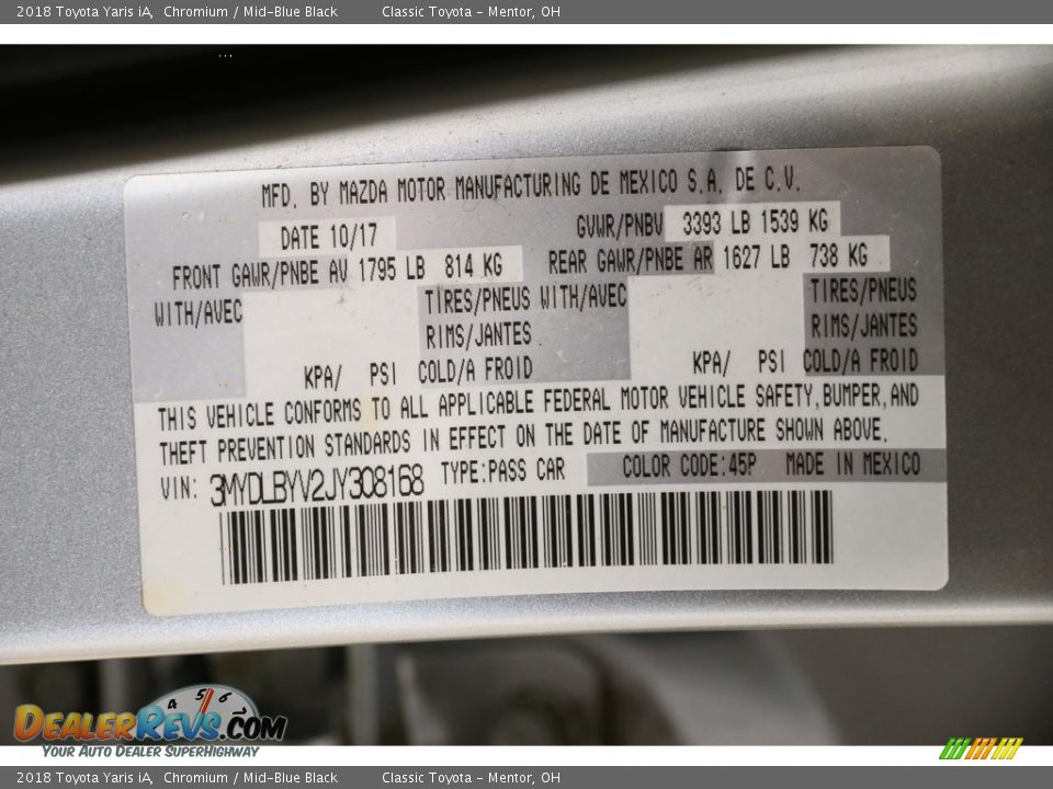 2018 Toyota Yaris iA Chromium / Mid-Blue Black Photo #19