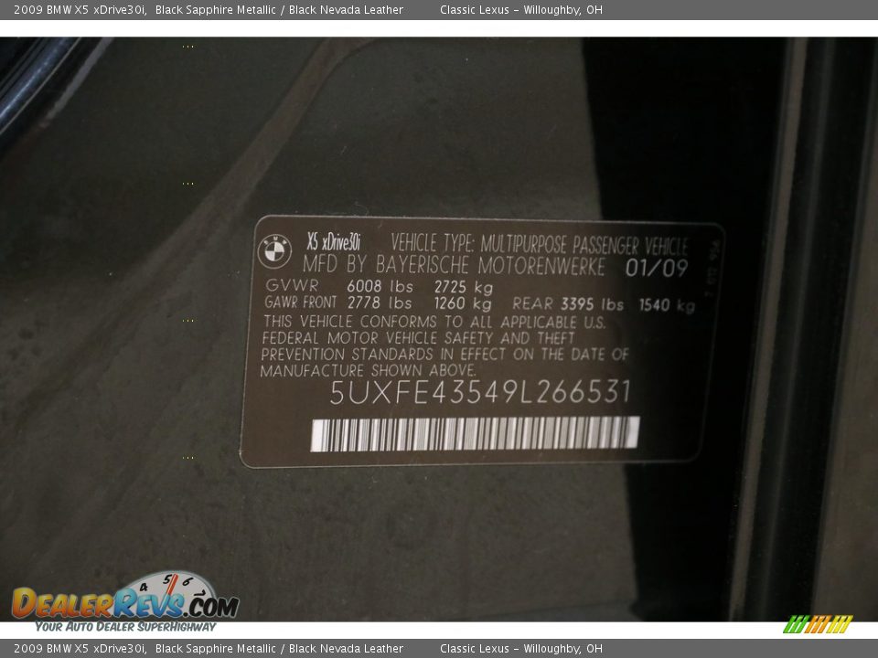 2009 BMW X5 xDrive30i Black Sapphire Metallic / Black Nevada Leather Photo #24