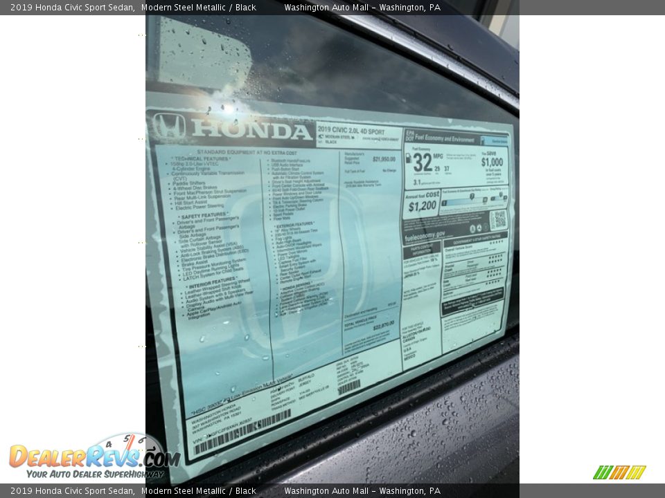 2019 Honda Civic Sport Sedan Modern Steel Metallic / Black Photo #15