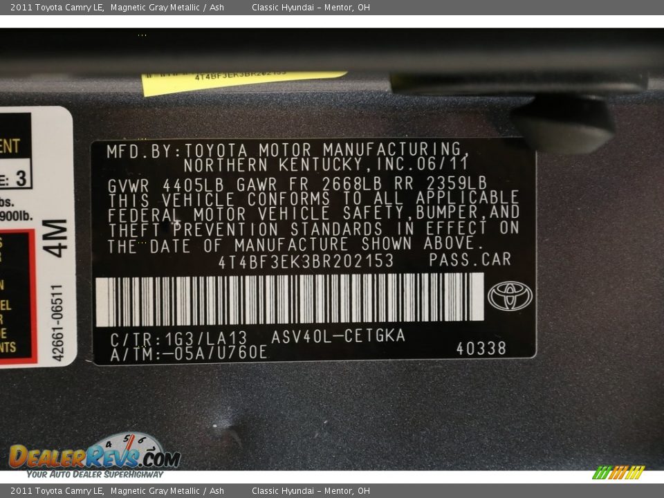 2011 Toyota Camry LE Magnetic Gray Metallic / Ash Photo #23