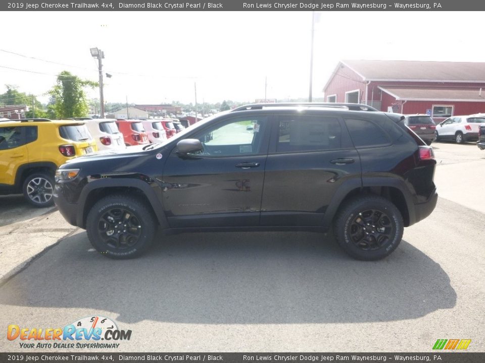 2019 Jeep Cherokee Trailhawk 4x4 Diamond Black Crystal Pearl / Black Photo #2