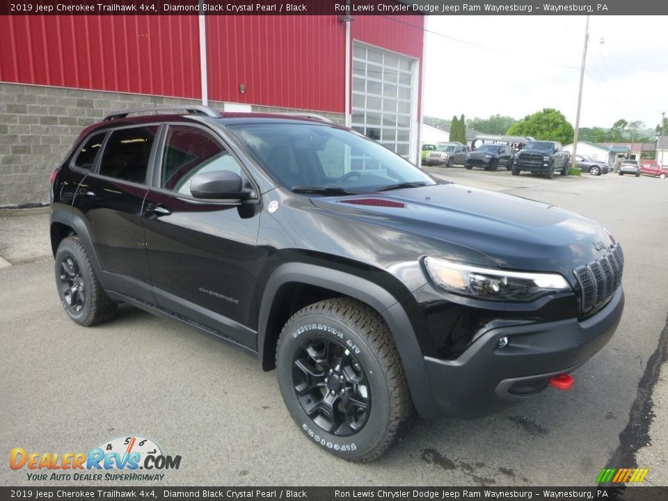 2019 Jeep Cherokee Trailhawk 4x4 Diamond Black Crystal Pearl / Black Photo #7