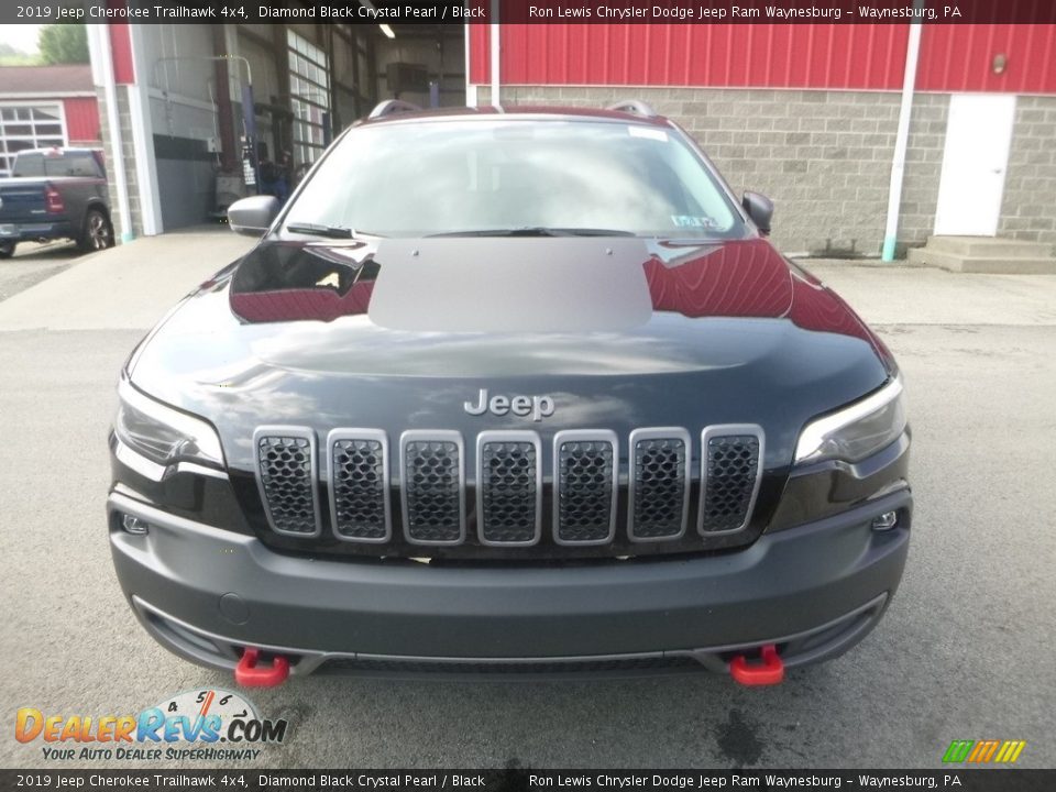2019 Jeep Cherokee Trailhawk 4x4 Diamond Black Crystal Pearl / Black Photo #8