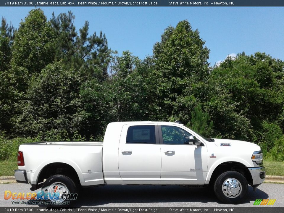 2019 Ram 3500 Laramie Mega Cab 4x4 Pearl White / Mountain Brown/Light Frost Beige Photo #5