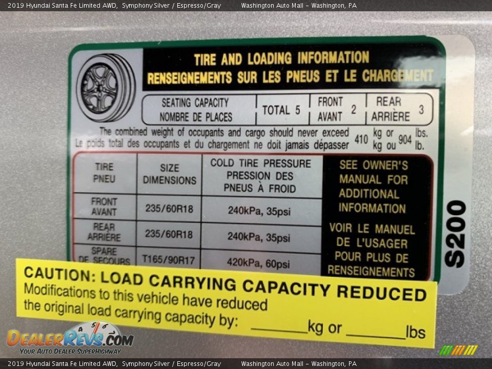 2019 Hyundai Santa Fe Limited AWD Symphony Silver / Espresso/Gray Photo #9