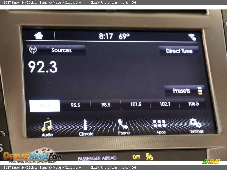 2017 Lincoln MKZ Select Burgundy Velvet / Cappuccino Photo #10