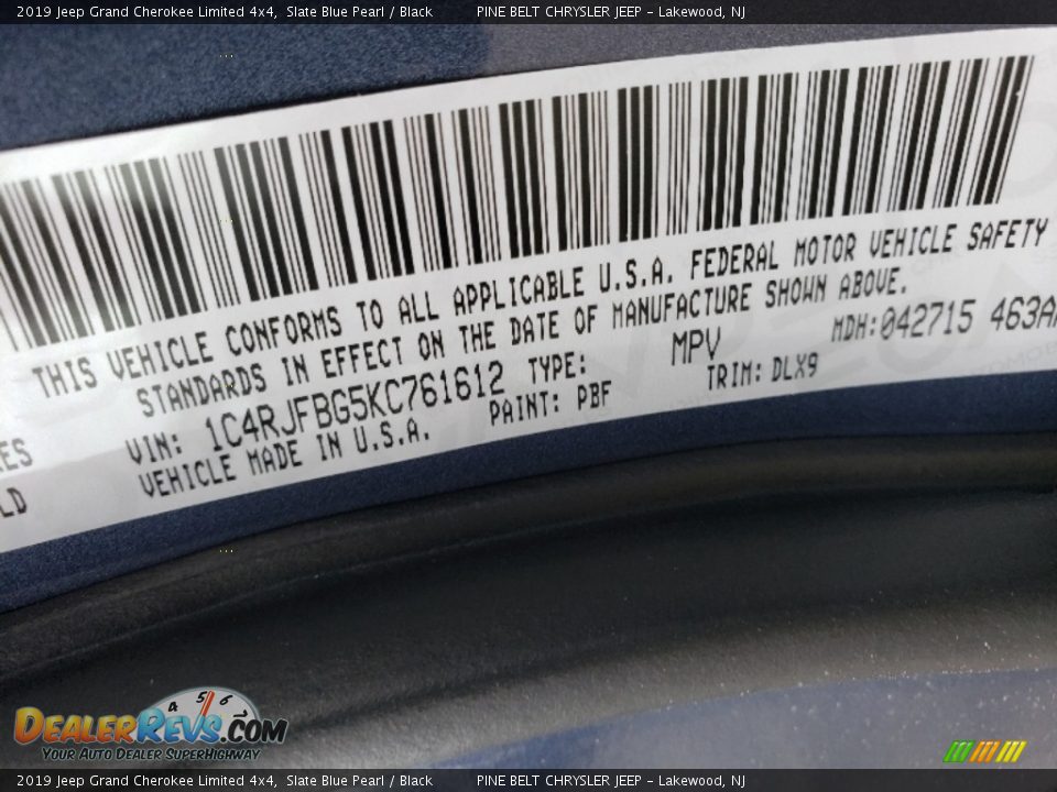 2019 Jeep Grand Cherokee Limited 4x4 Slate Blue Pearl / Black Photo #9