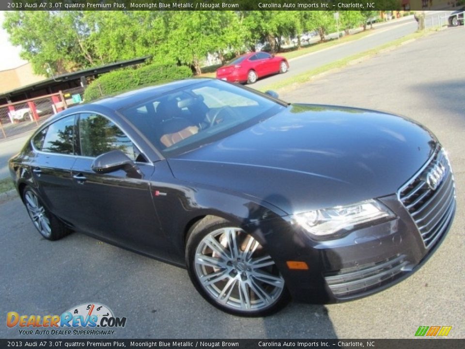 2013 Audi A7 3.0T quattro Premium Plus Moonlight Blue Metallic / Nougat Brown Photo #3