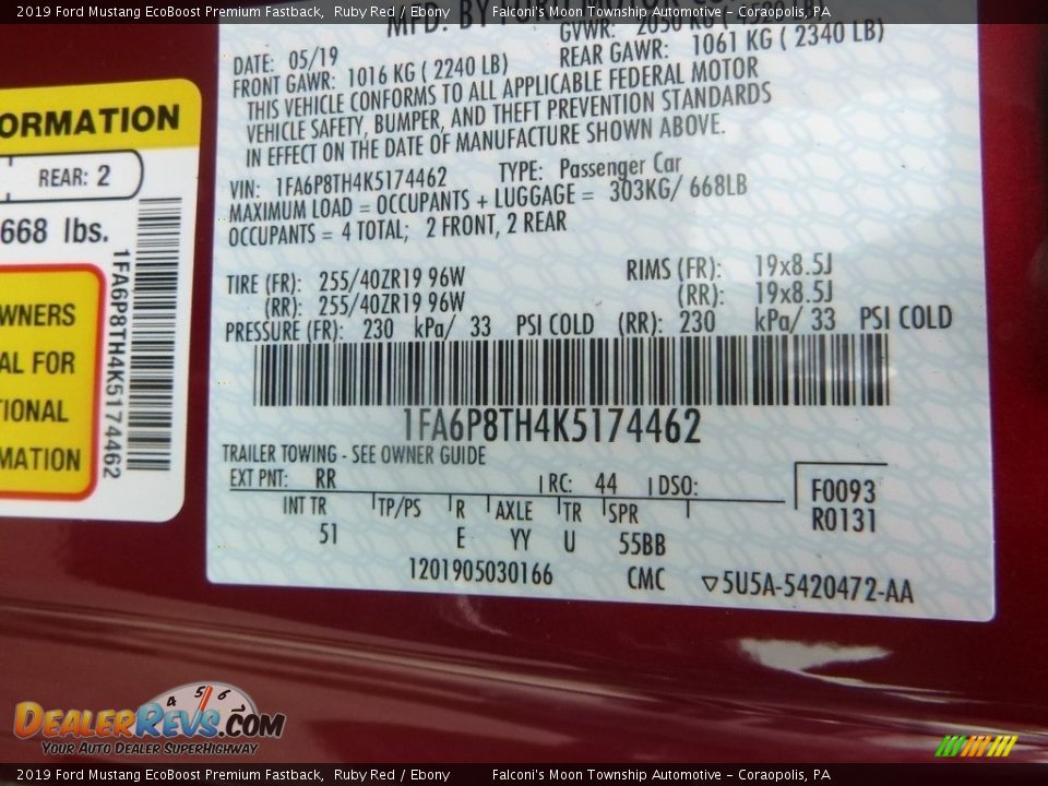 2019 Ford Mustang EcoBoost Premium Fastback Ruby Red / Ebony Photo #12