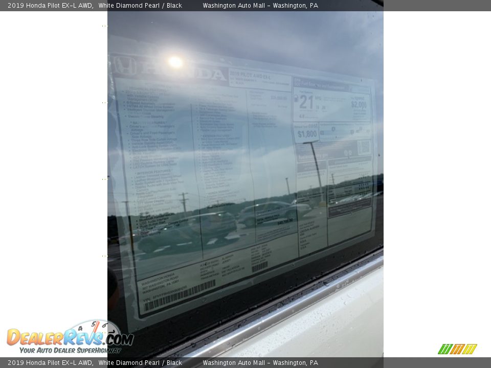 2019 Honda Pilot EX-L AWD White Diamond Pearl / Black Photo #15