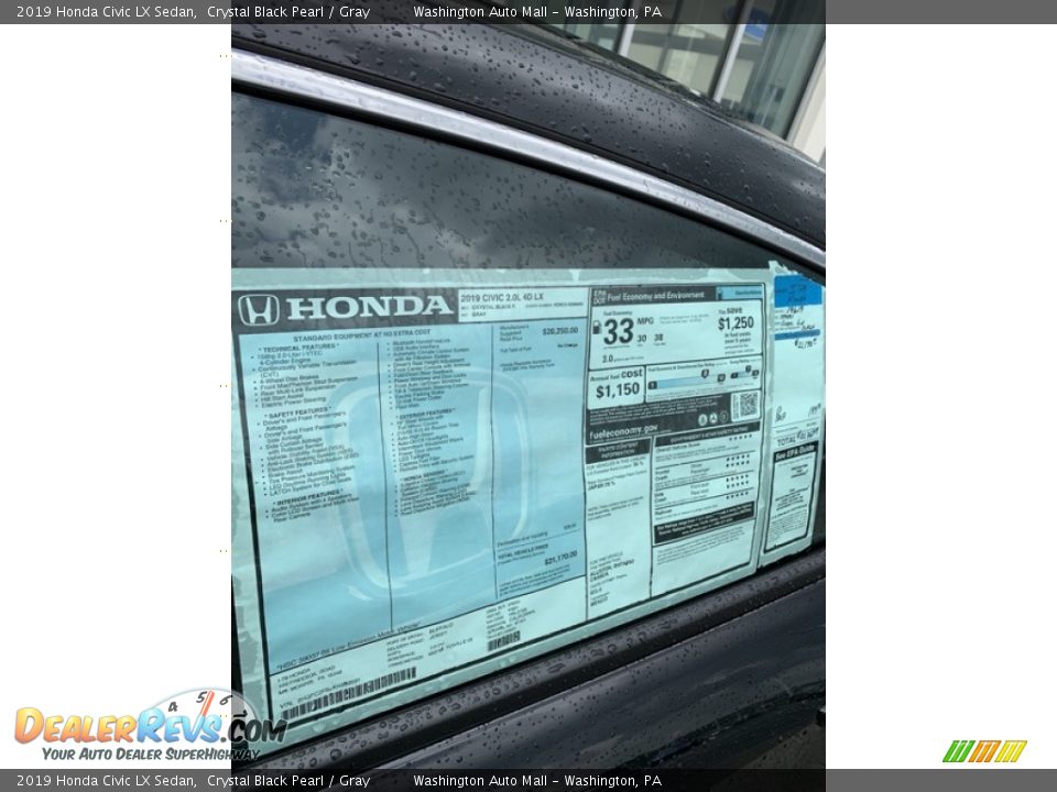 2019 Honda Civic LX Sedan Crystal Black Pearl / Gray Photo #15