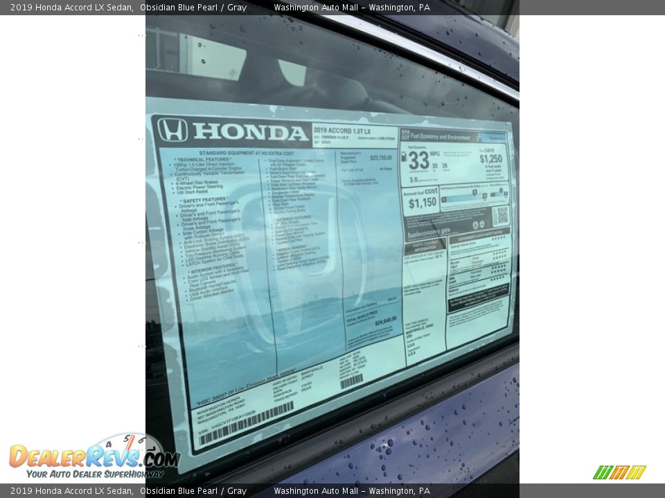 2019 Honda Accord LX Sedan Obsidian Blue Pearl / Gray Photo #15