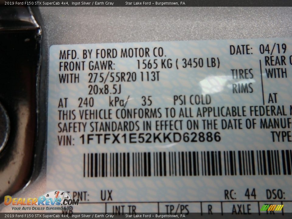 2019 Ford F150 STX SuperCab 4x4 Ingot Silver / Earth Gray Photo #11