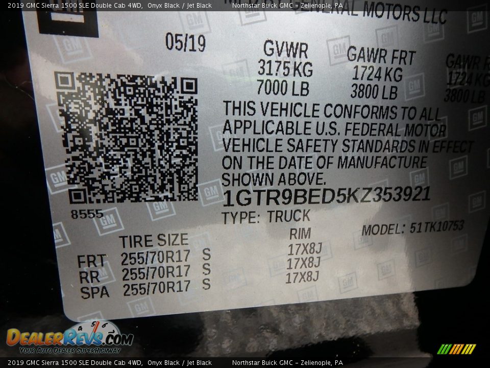 2019 GMC Sierra 1500 SLE Double Cab 4WD Onyx Black / Jet Black Photo #16