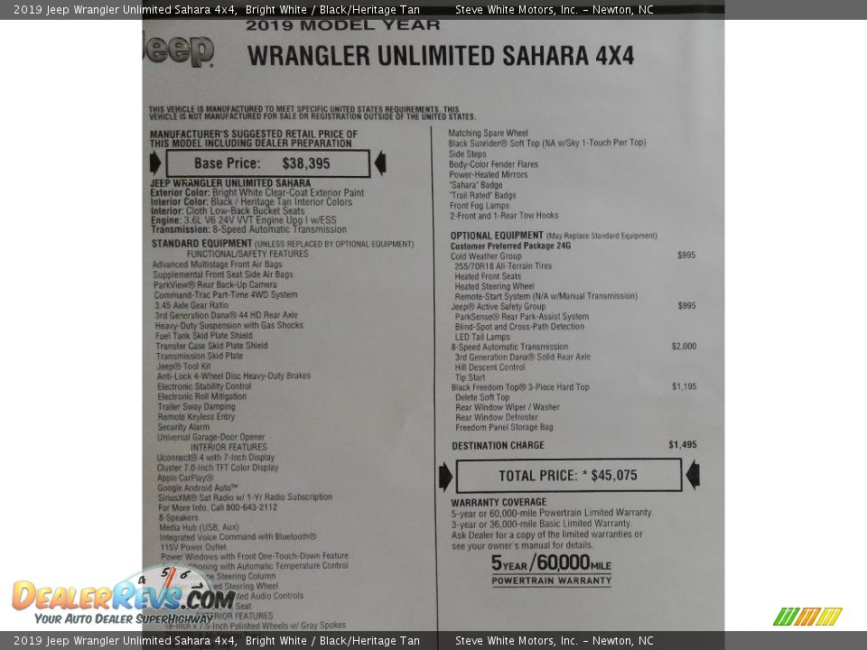 2019 Jeep Wrangler Unlimited Sahara 4x4 Bright White / Black/Heritage Tan Photo #32