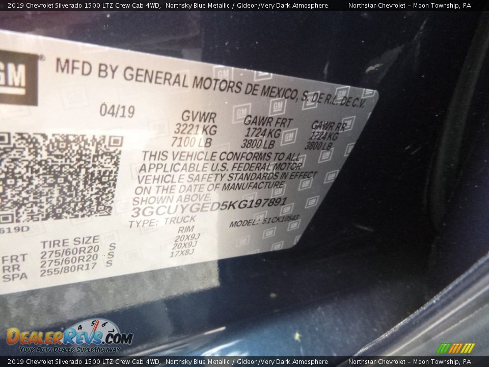 2019 Chevrolet Silverado 1500 LTZ Crew Cab 4WD Northsky Blue Metallic / Gideon/Very Dark Atmosphere Photo #11
