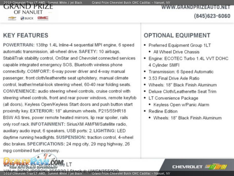 2019 Chevrolet Trax LT AWD Summit White / Jet Black Photo #8