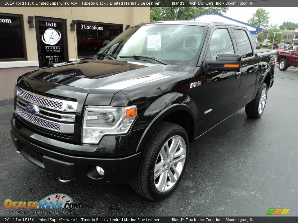 2014 Ford F150 Limited SuperCrew 4x4 Tuxedo Black / Limited Marina Blue Leather Photo #2