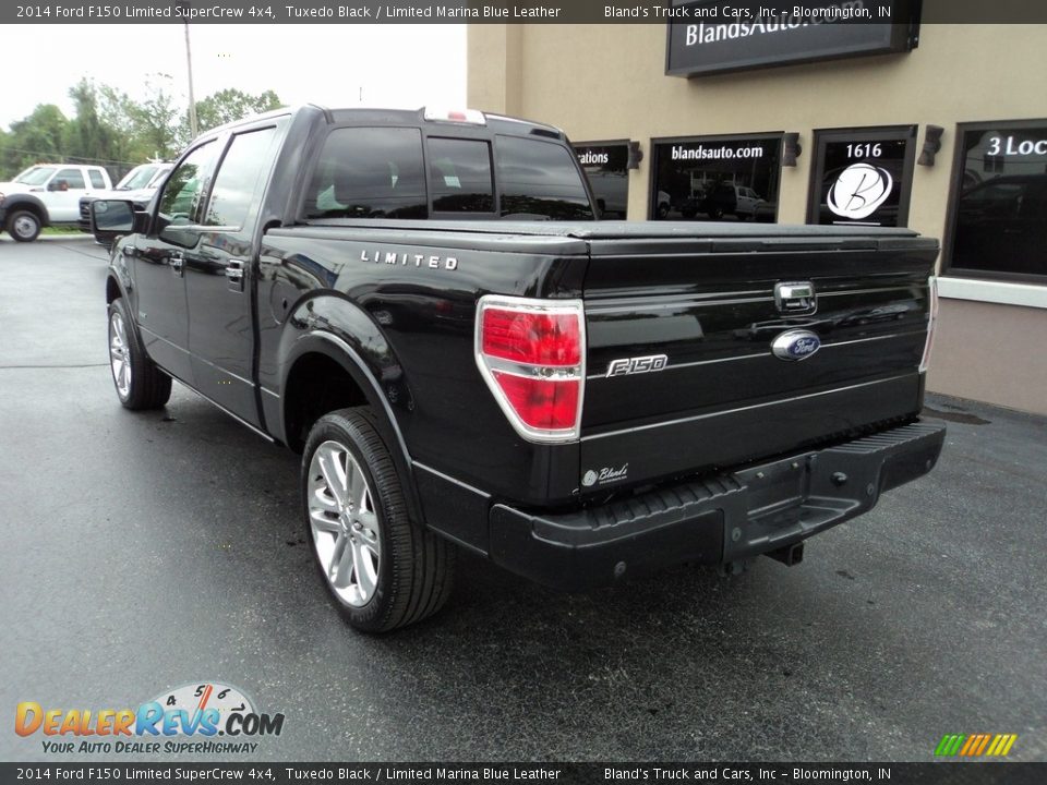 2014 Ford F150 Limited SuperCrew 4x4 Tuxedo Black / Limited Marina Blue Leather Photo #3