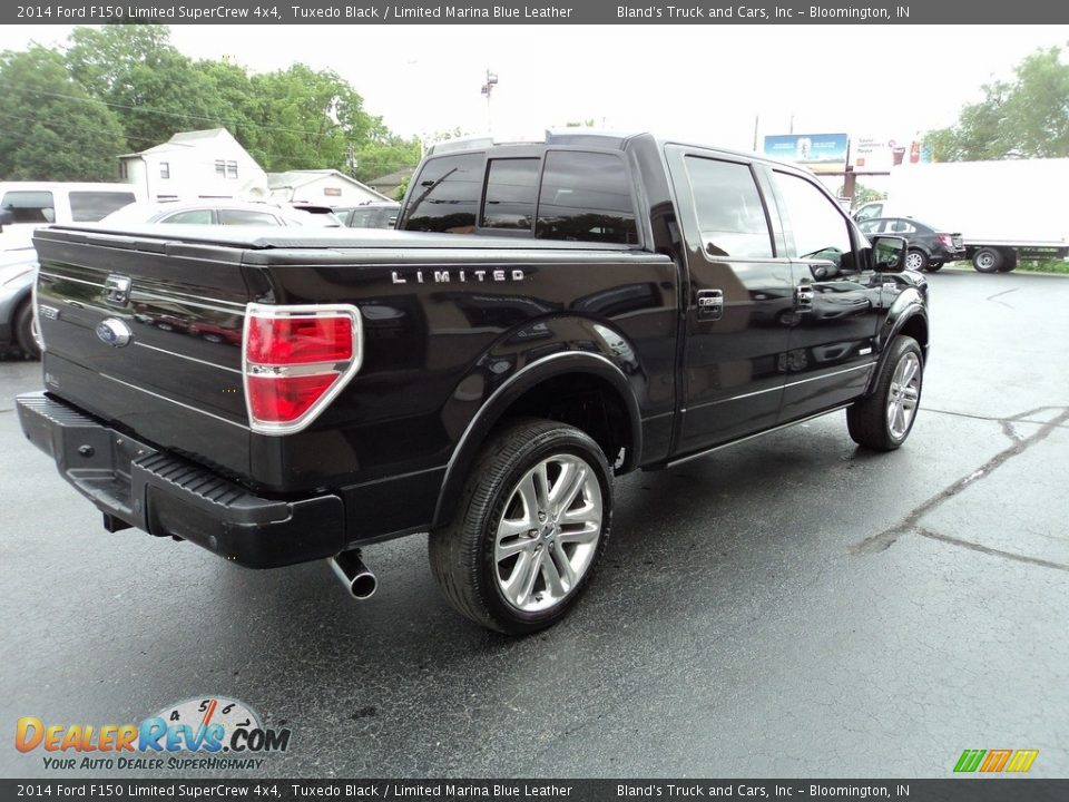 2014 Ford F150 Limited SuperCrew 4x4 Tuxedo Black / Limited Marina Blue Leather Photo #4