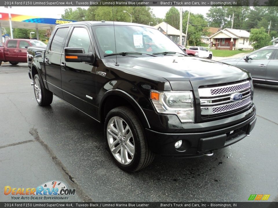 2014 Ford F150 Limited SuperCrew 4x4 Tuxedo Black / Limited Marina Blue Leather Photo #5