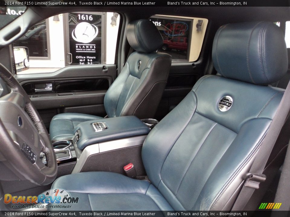 2014 Ford F150 Limited SuperCrew 4x4 Tuxedo Black / Limited Marina Blue Leather Photo #7