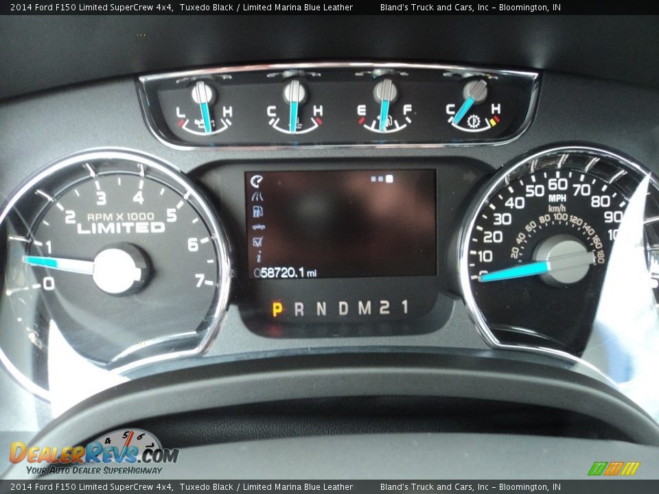 2014 Ford F150 Limited SuperCrew 4x4 Tuxedo Black / Limited Marina Blue Leather Photo #18