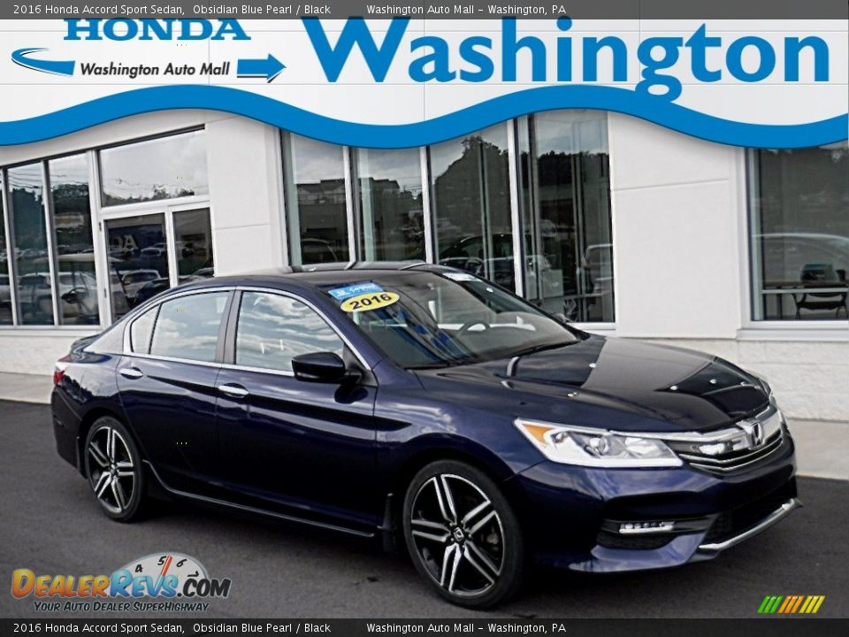 2016 Honda Accord Sport Sedan Obsidian Blue Pearl / Black Photo #1