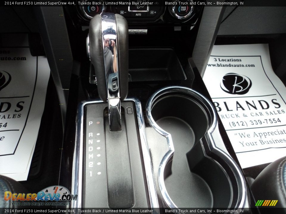 2014 Ford F150 Limited SuperCrew 4x4 Tuxedo Black / Limited Marina Blue Leather Photo #30