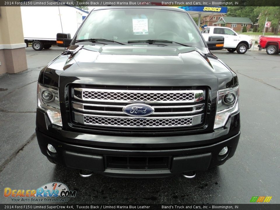 2014 Ford F150 Limited SuperCrew 4x4 Tuxedo Black / Limited Marina Blue Leather Photo #36