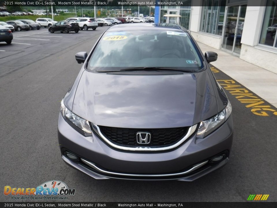 2015 Honda Civic EX-L Sedan Modern Steel Metallic / Black Photo #5