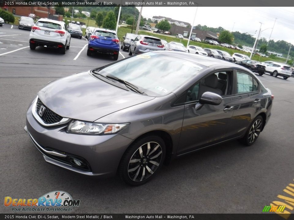 2015 Honda Civic EX-L Sedan Modern Steel Metallic / Black Photo #6