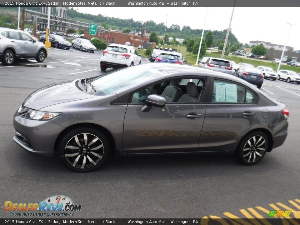 2015 Honda Civic EX-L Sedan Modern Steel Metallic / Black Photo #7