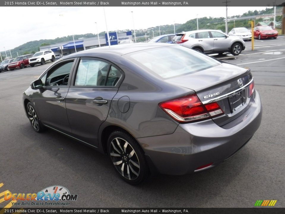 2015 Honda Civic EX-L Sedan Modern Steel Metallic / Black Photo #8