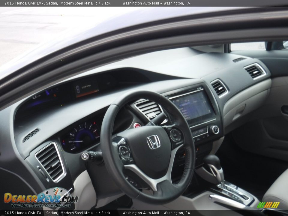 2015 Honda Civic EX-L Sedan Modern Steel Metallic / Black Photo #12
