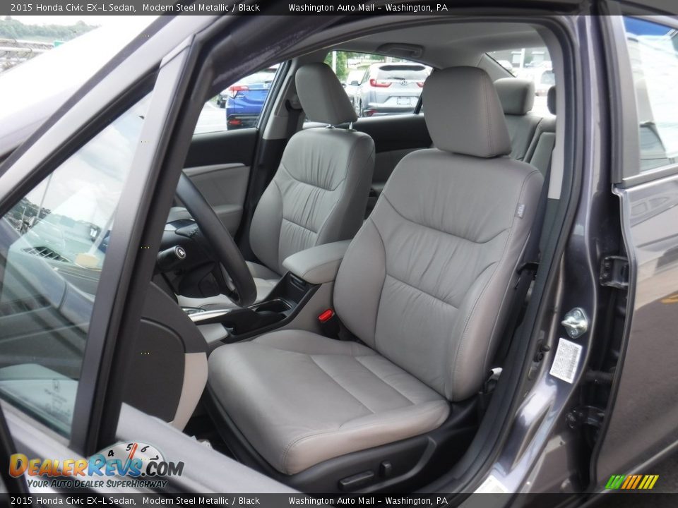2015 Honda Civic EX-L Sedan Modern Steel Metallic / Black Photo #13