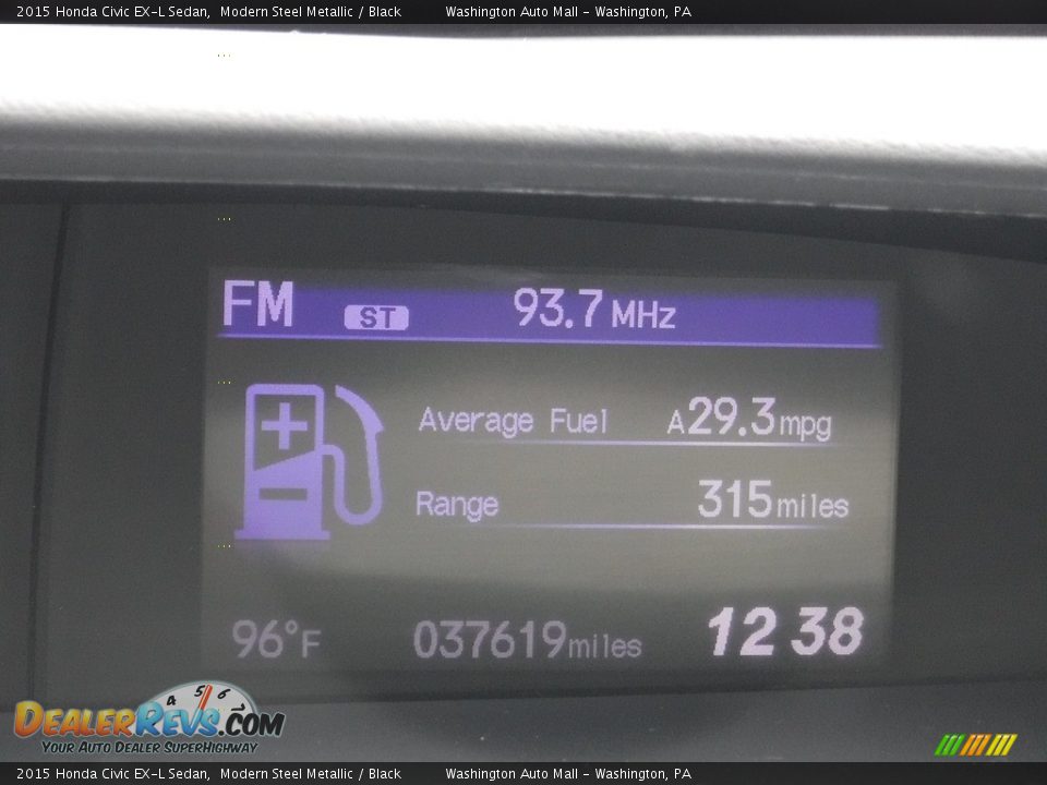 2015 Honda Civic EX-L Sedan Modern Steel Metallic / Black Photo #27