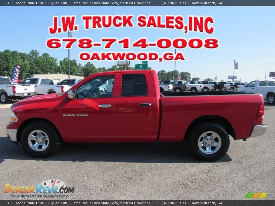 2012 Dodge Ram 1500 ST Quad Cab Flame Red / Dark Slate Gray/Medium Graystone Photo #2