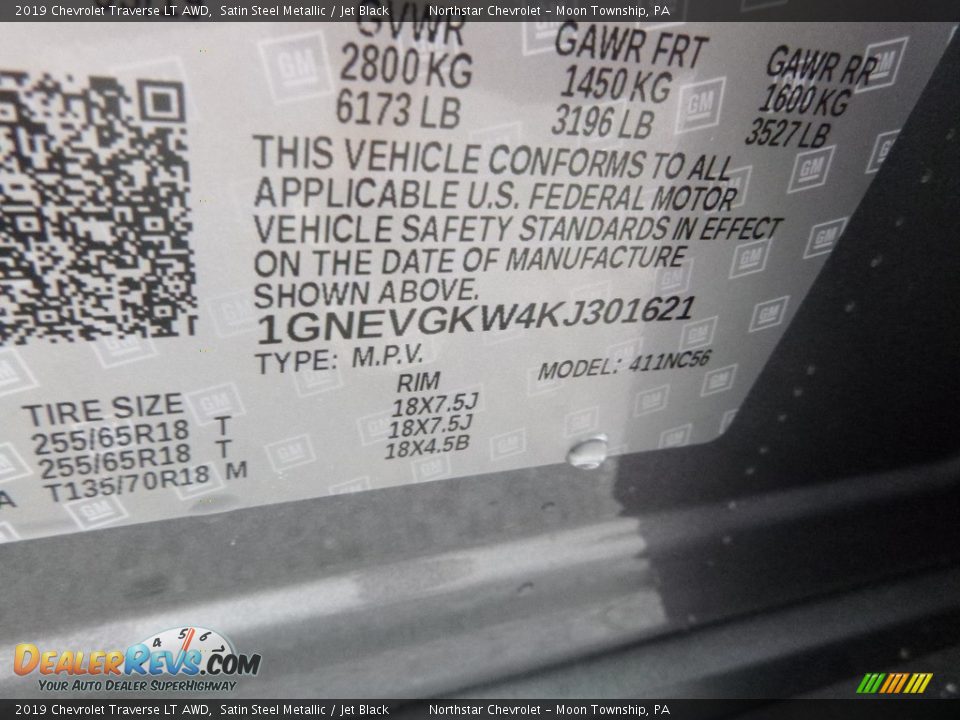 2019 Chevrolet Traverse LT AWD Satin Steel Metallic / Jet Black Photo #16