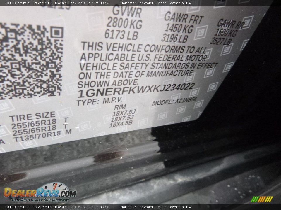 2019 Chevrolet Traverse LS Mosaic Black Metallic / Jet Black Photo #16