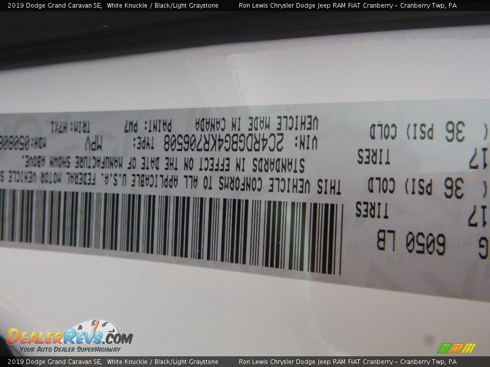 2019 Dodge Grand Caravan SE White Knuckle / Black/Light Graystone Photo #14