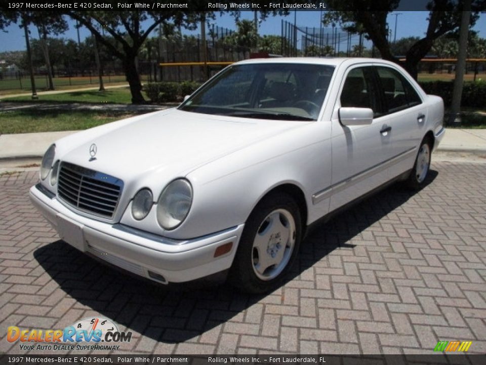 1997 Mercedes-Benz E 420 Sedan Polar White / Parchment Photo #1