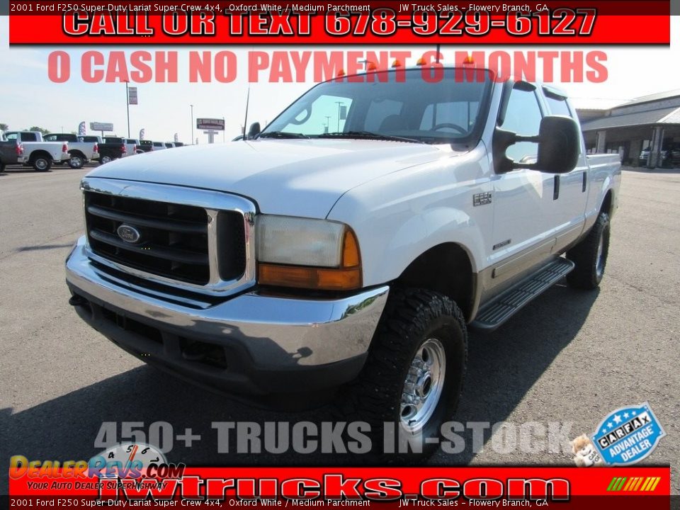 2001 Ford F250 Super Duty Lariat Super Crew 4x4 Oxford White / Medium Parchment Photo #1