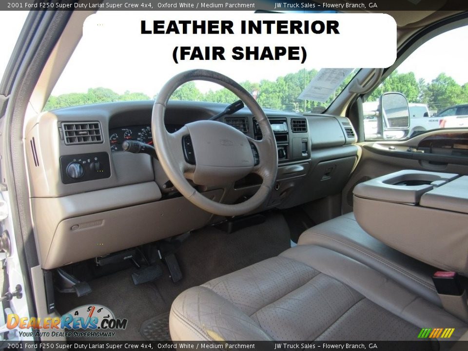 2001 Ford F250 Super Duty Lariat Super Crew 4x4 Oxford White / Medium Parchment Photo #14