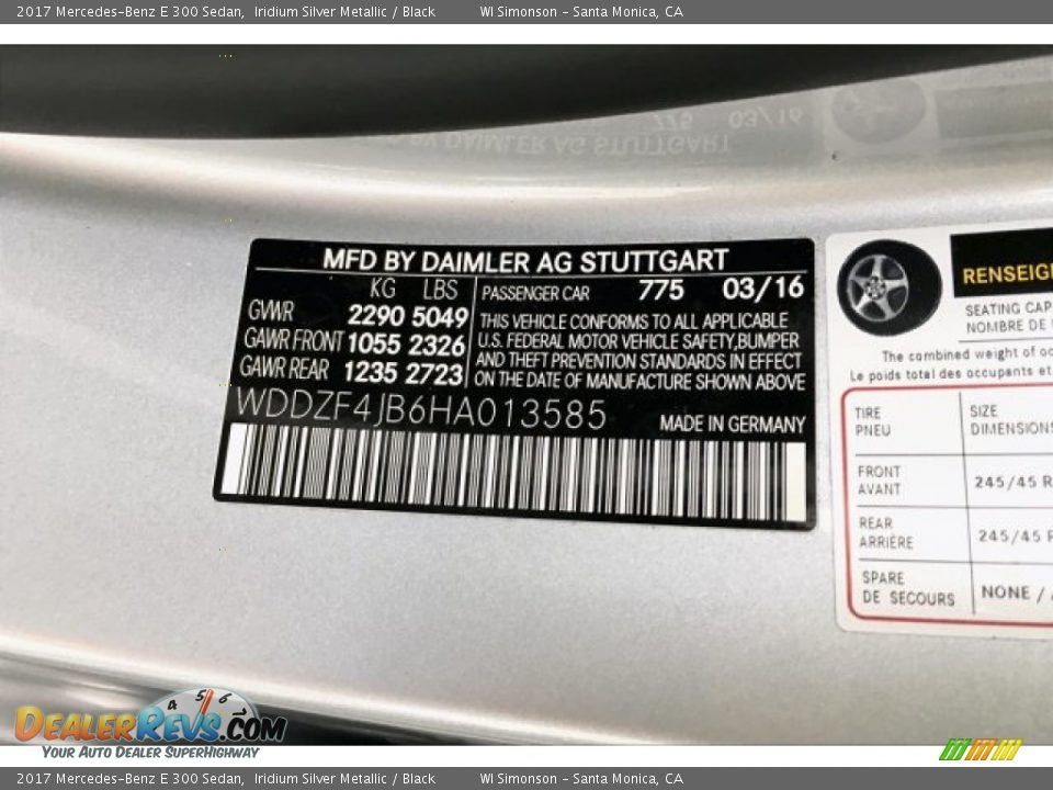 2017 Mercedes-Benz E 300 Sedan Iridium Silver Metallic / Black Photo #24