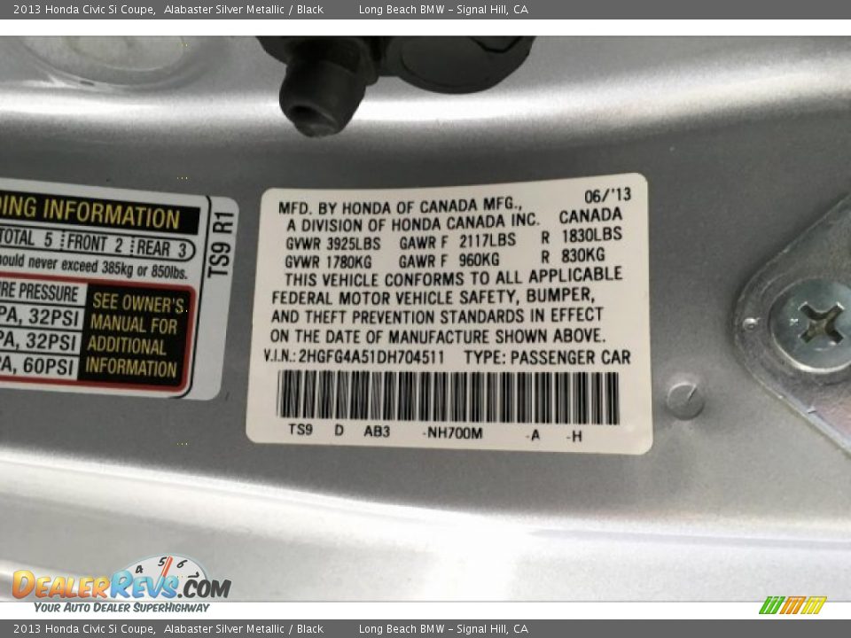 2013 Honda Civic Si Coupe Alabaster Silver Metallic / Black Photo #18