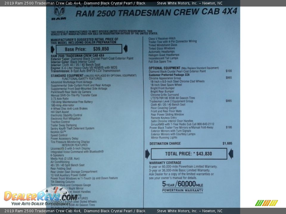 2019 Ram 2500 Tradesman Crew Cab 4x4 Diamond Black Crystal Pearl / Black Photo #30