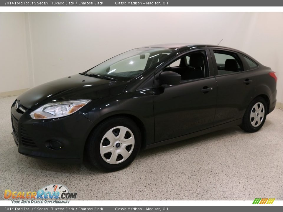 2014 Ford Focus S Sedan Tuxedo Black / Charcoal Black Photo #3