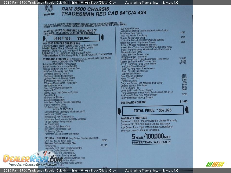 2019 Ram 3500 Tradesman Regular Cab 4x4 Bright White / Black/Diesel Gray Photo #29