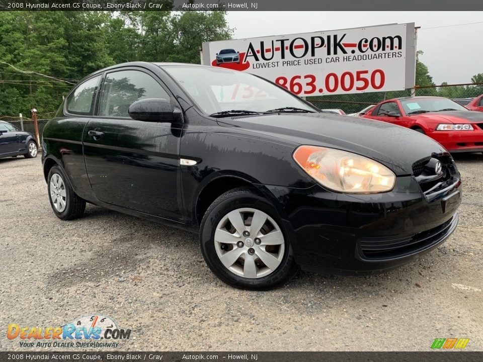 2008 Hyundai Accent GS Coupe Ebony Black / Gray Photo #1